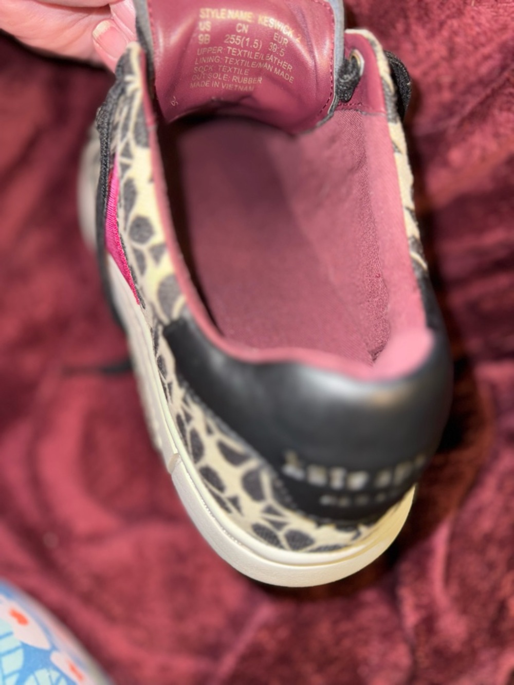 kate spade Black & Cream Floral Sneakers with Pink and Red Stripe - Picture 3 of 5